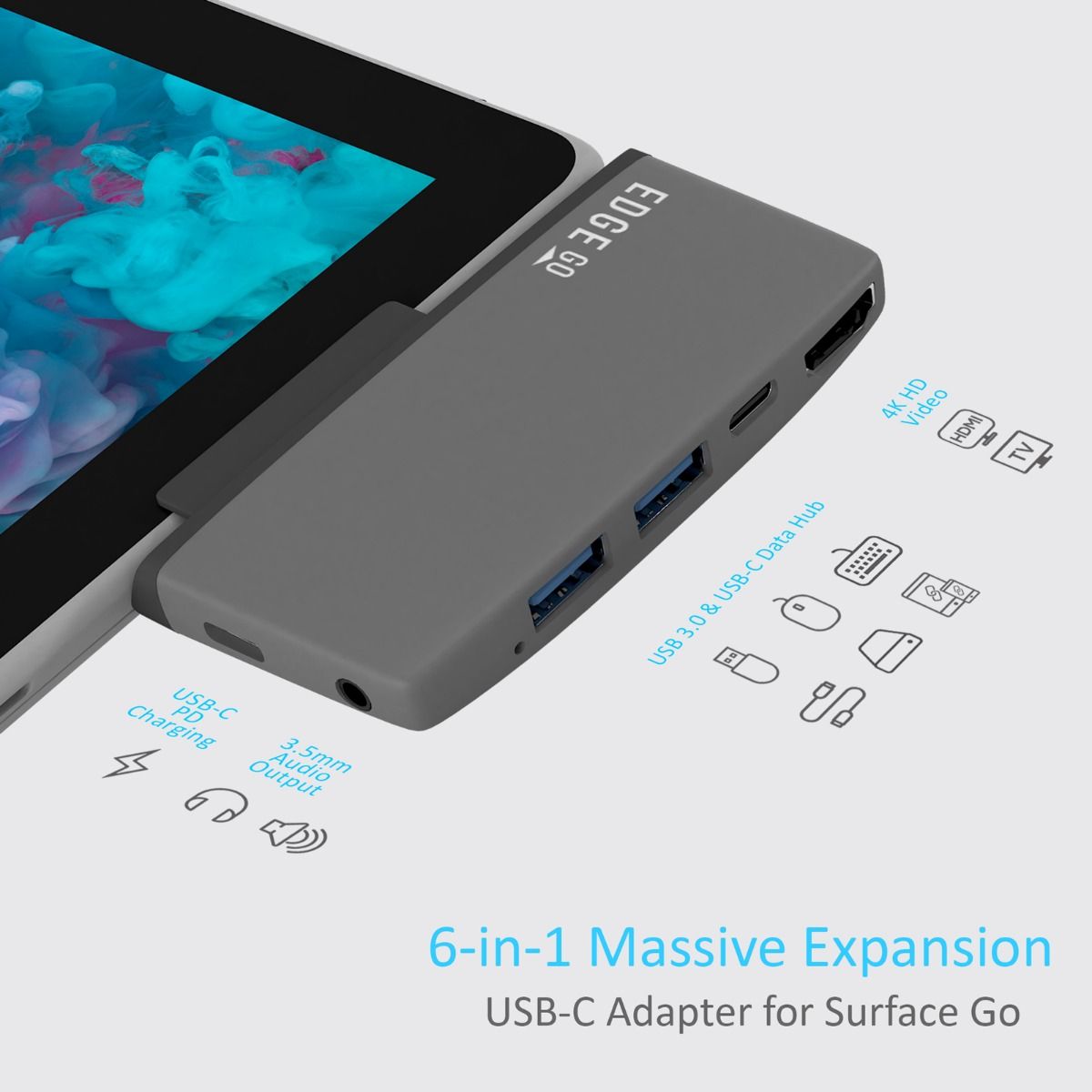 Edge Go Multifunction USB- C Hub for Microsoft Surface Go Tablet