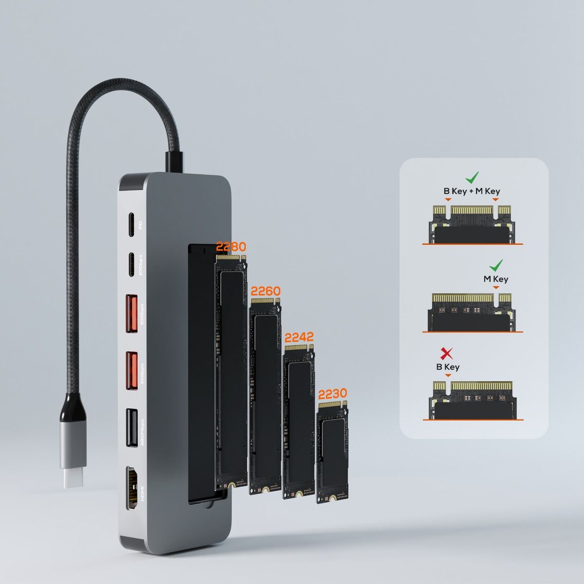 mbeat 9-in-1 USB-C Hub with Built-in M.2 NVMe SSD Enclosure | MB-UCD-HS9