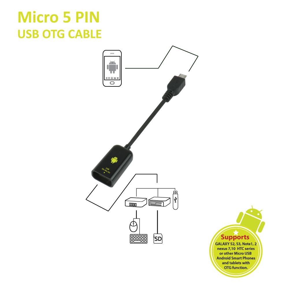 Micro USB to USB OTG Adapter Cable - Cables