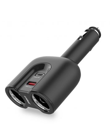 Gorilla Power Dual Port USB-C PD & QC3.0 Car Charger with Cigar Lighter Splitter 