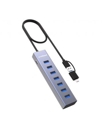 7-Port USB Hub with Dual USB-A & USB-C Connector