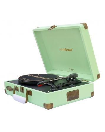 Woodstock II Vintage Turntable Player with BT Receiver & Transmitter - Tiffany Green
