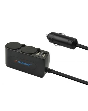 Dual Port USB and Cigarette Lighter Charger with Extension Cord
