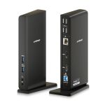 mbeat MB-DOCK-DLD20 USB-C/A Dual HDMI DisplayLink Docking Station - front and rear port view showing USB-A, HDMI, Gigabit LAN and USB-B host connection