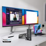 mbeat DisplayLink dock connected to MacBook driving dual 1080p HDMI monitors in extended mode - ideal for remote work, video conferencing and multitasking